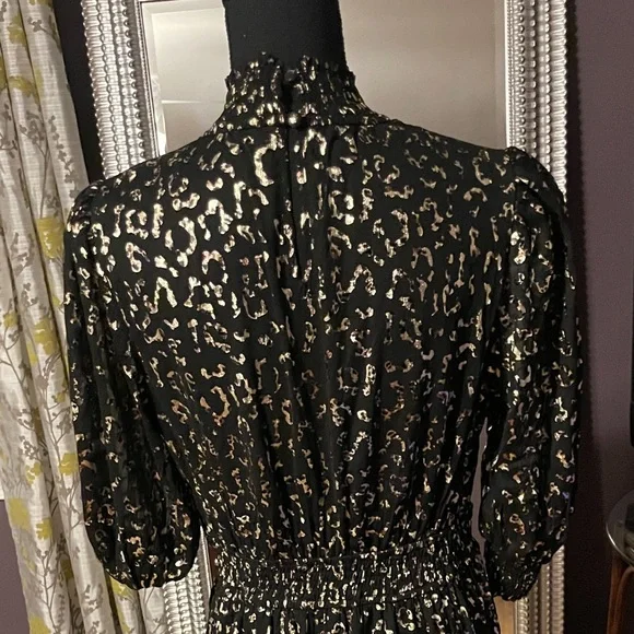 Ina black and gold halter midi dress size M - Picture 5 of 7